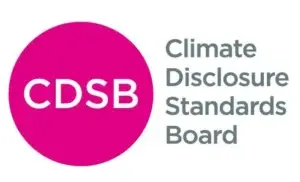 CDSB logo with a pink circle and Climate Disclosure Standards Board text on the right, representing commitment to ESG Reporting Frameworks.