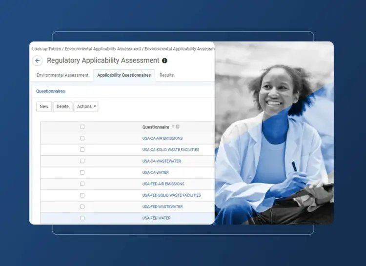 Écrans de conformité environnementale de Cority