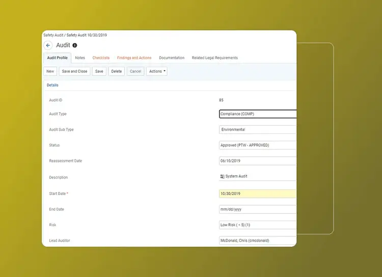 Audits & Inspections — Cority product panel