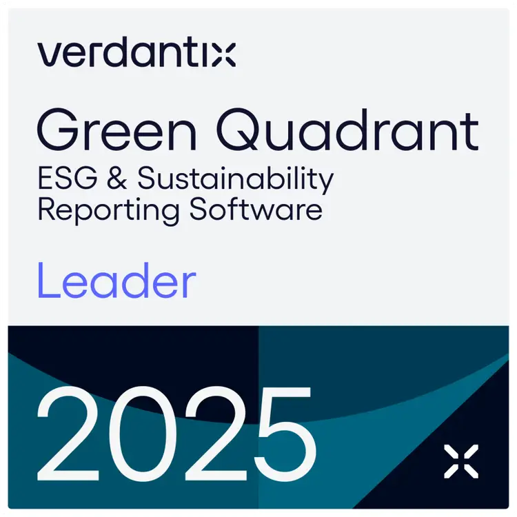 Verdantix Green Quadrant ESG & Sustainability Reporting Software Leader 2025 badge