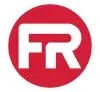 A bold, white FR monogram is centered inside a solid red circle on a light gray background.