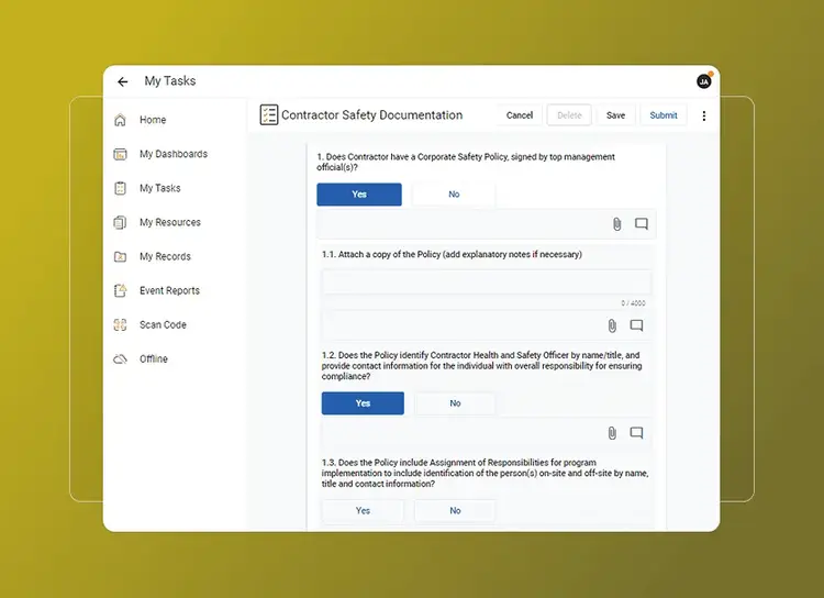 Contractor Management — Cority product panel