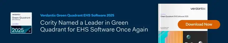 Banner reading Cority Named a Leader in Green Quadrant for EHS Software Once Again. Download the latest EHS software report now.