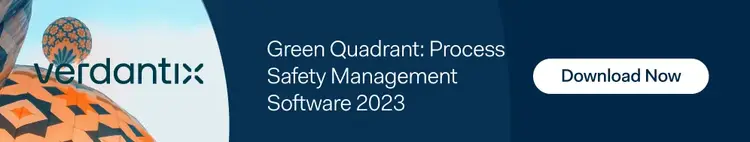 Banner for Verdantix: Green Quadrant Process Safety Management Software 2023, featuring industrial hygiene insights and a Download Now button.
